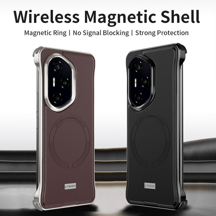 For Honor 300 Pro J TRIBE Metal Frameless Plain Leather MagSafe Phone Case(Black) - free shipping - PMC TechLife - Order now!