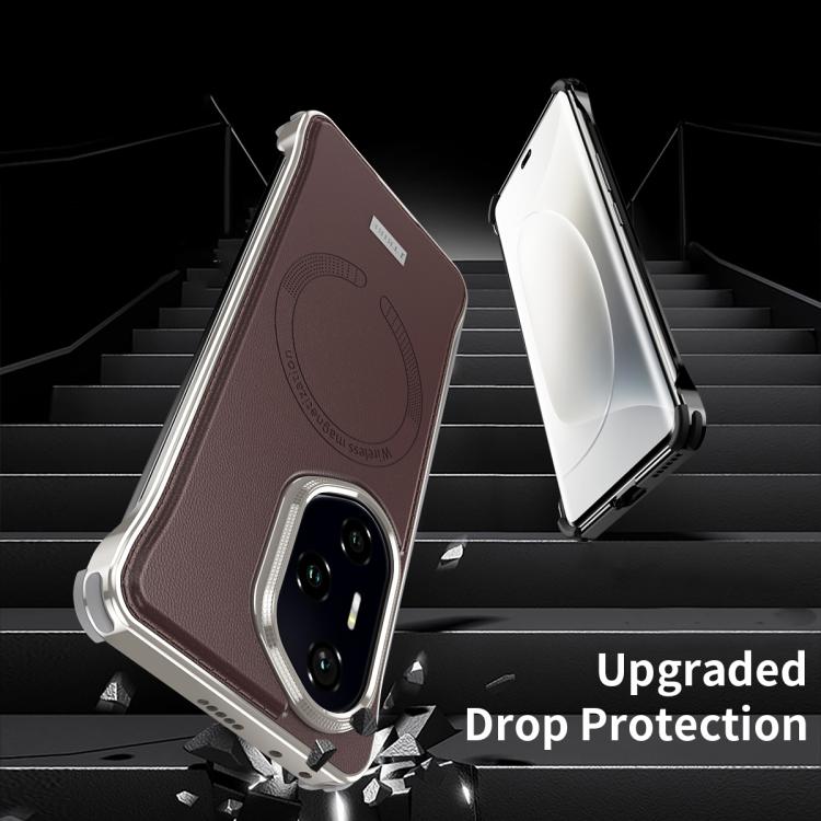 For Honor 300 Pro J TRIBE Metal Frameless Plain Leather MagSafe Phone Case(Black) - free shipping - PMC TechLife - Order now!