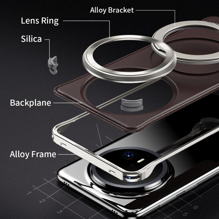 For Huawei Mate 60 Pro Metal Frameless Plain Leather MagSafe Holder Phone Case(Black) - free shipping - PMC TechLife - Order now!