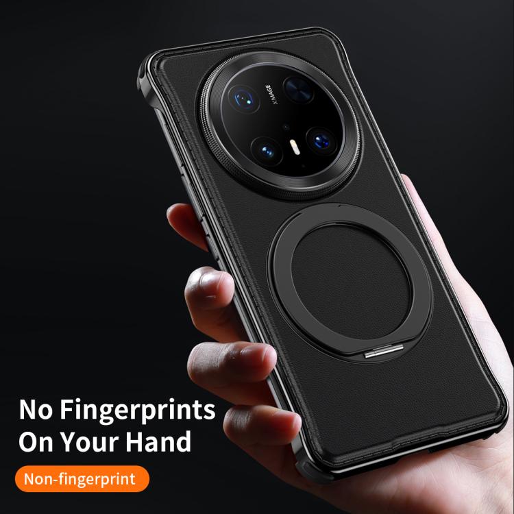 For Huawei Mate 70 Pro Metal Frameless Plain Leather MagSafe Holder Phone Case(Black) - free shipping - PMC TechLife - Order now!