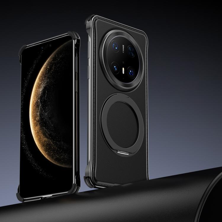 For Huawei Mate 70 Pro+ Metal Frameless Plain Leather MagSafe Holder Phone Case(Black) - free shipping - PMC TechLife - Order now!