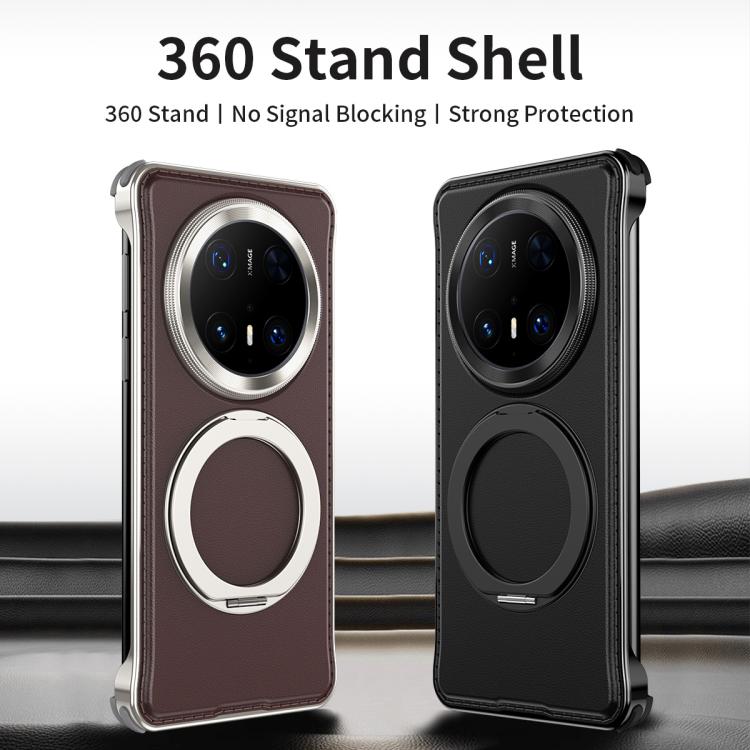For Huawei Mate 70 Pro+ Metal Frameless Plain Leather MagSafe Holder Phone Case(Black) - free shipping - PMC TechLife - Order now!