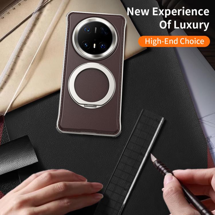 For Huawei Mate 70 Pro+ Metal Frameless Plain Leather MagSafe Holder Phone Case(Black) - free shipping - PMC TechLife - Order now!