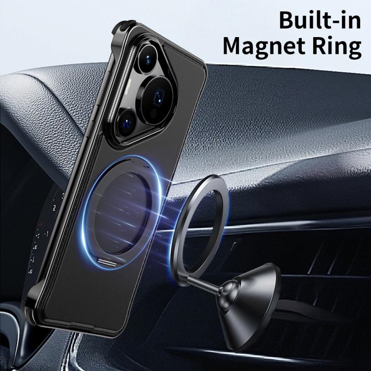 For Huawei Pura 70 Pro Metal Frameless Plain Leather MagSafe Holder Phone Case(Brown) - free shipping - PMC TechLife - Order now!