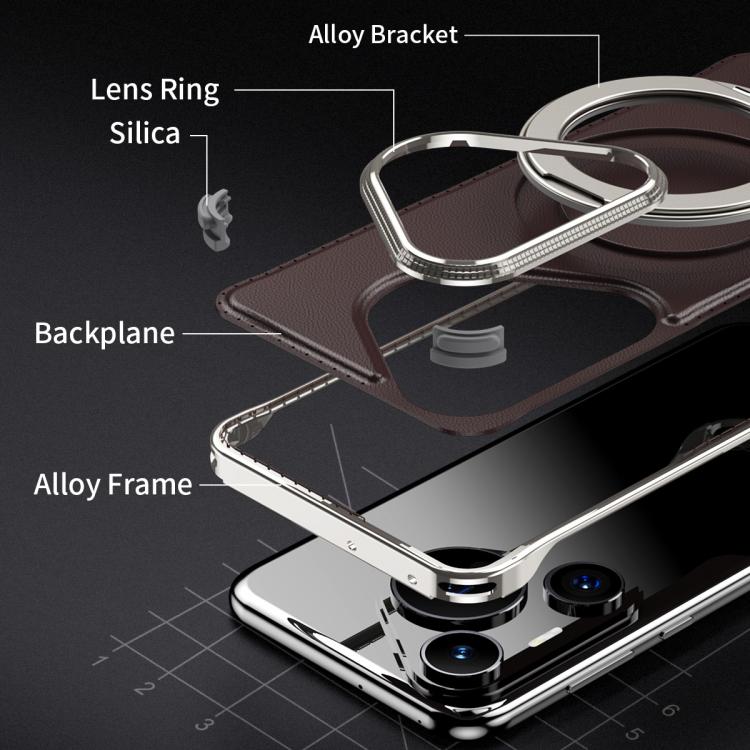 For Huawei Pura 70 Pro Metal Frameless Plain Leather MagSafe Holder Phone Case(Brown) - free shipping - PMC TechLife - Order now!