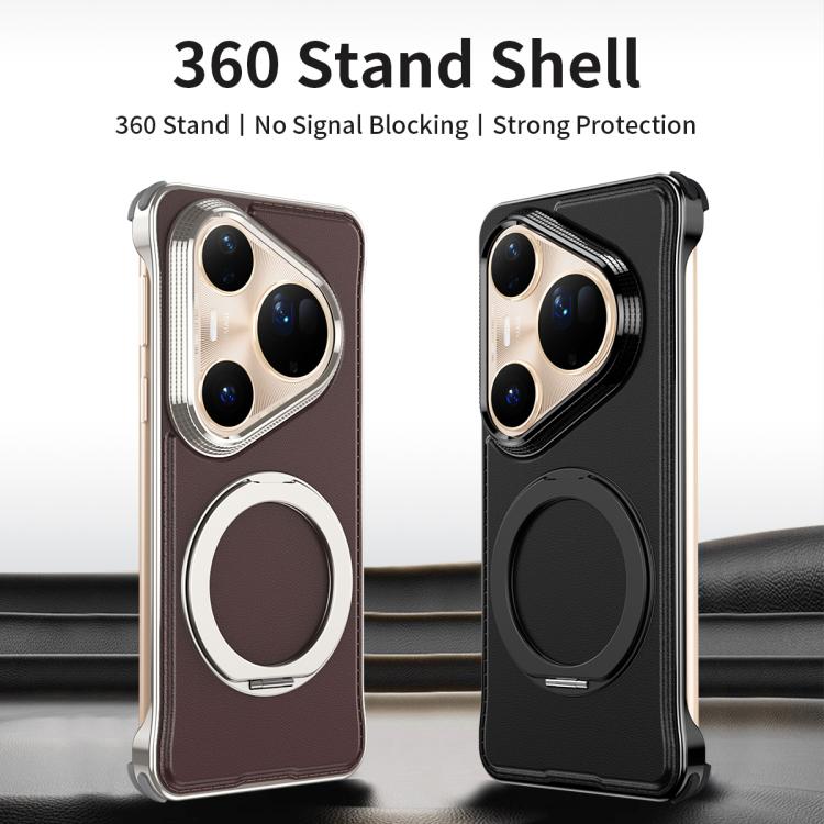 For Huawei Pura 80 Ultra 5G Metal Frameless Plain Leather MagSafe Holder Phone Case(Black) - free shipping - PMC TechLife - Order now!