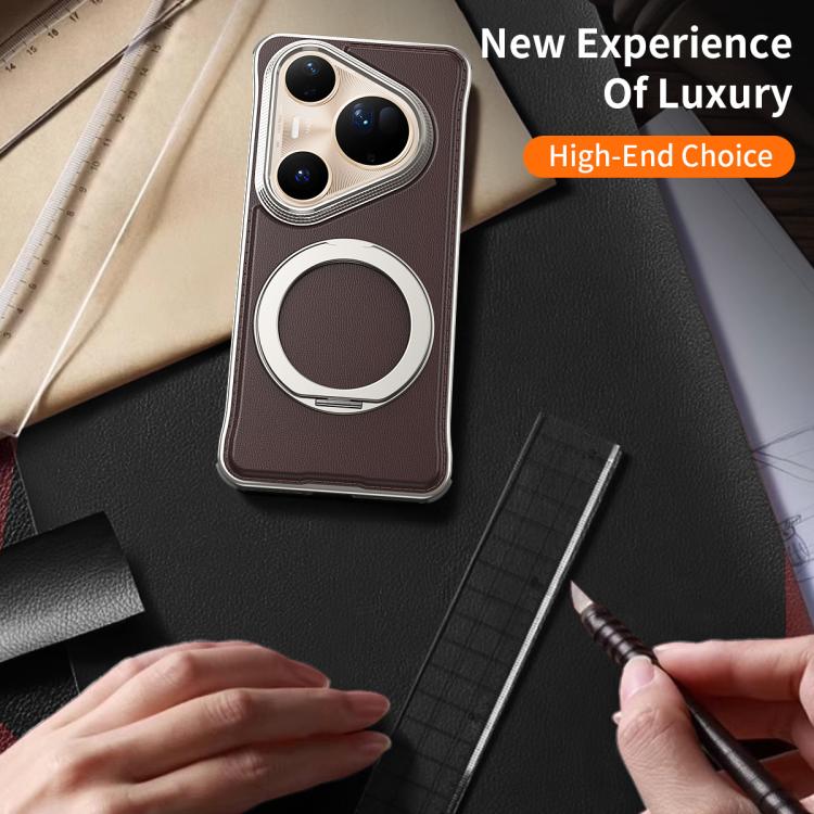 For Huawei Pura 80 Ultra 5G Metal Frameless Plain Leather MagSafe Holder Phone Case(Black) - free shipping - PMC TechLife - Order now!