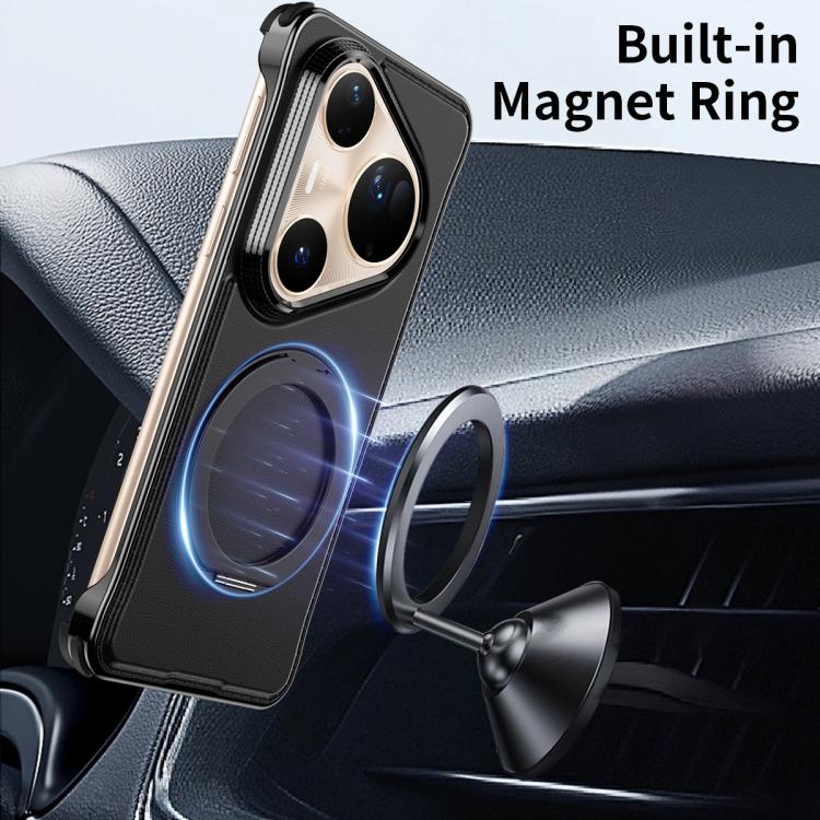 For Huawei Pura 80 Ultra 5G Metal Frameless Plain Leather MagSafe Holder Phone Case(Black) - free shipping - PMC TechLife - Order now!