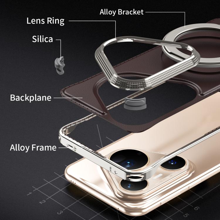 For Huawei Pura 80 Ultra 5G Metal Frameless Plain Leather MagSafe Holder Phone Case(Black) - free shipping - PMC TechLife - Order now!
