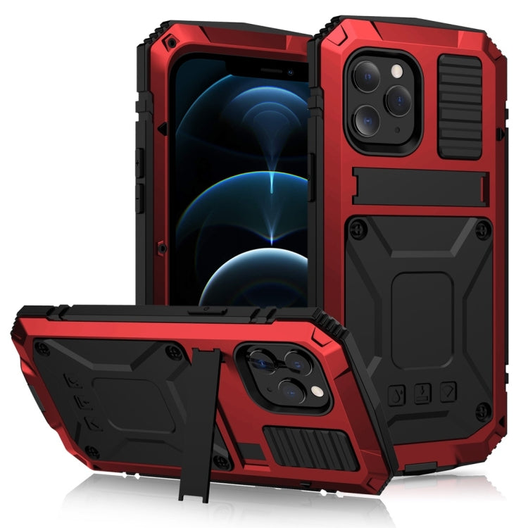 For iPhone 12 Pro Max R-JUST Shockproof Waterproof Dust-proof Metal + Silicone Protective Case with Holder(Red) - free shipping - PMC TechLife - Order now!