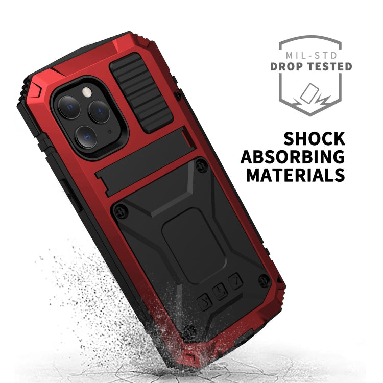 For iPhone 12 Pro Max R-JUST Shockproof Waterproof Dust-proof Metal + Silicone Protective Case with Holder(Red) - free shipping - PMC TechLife - Order now!