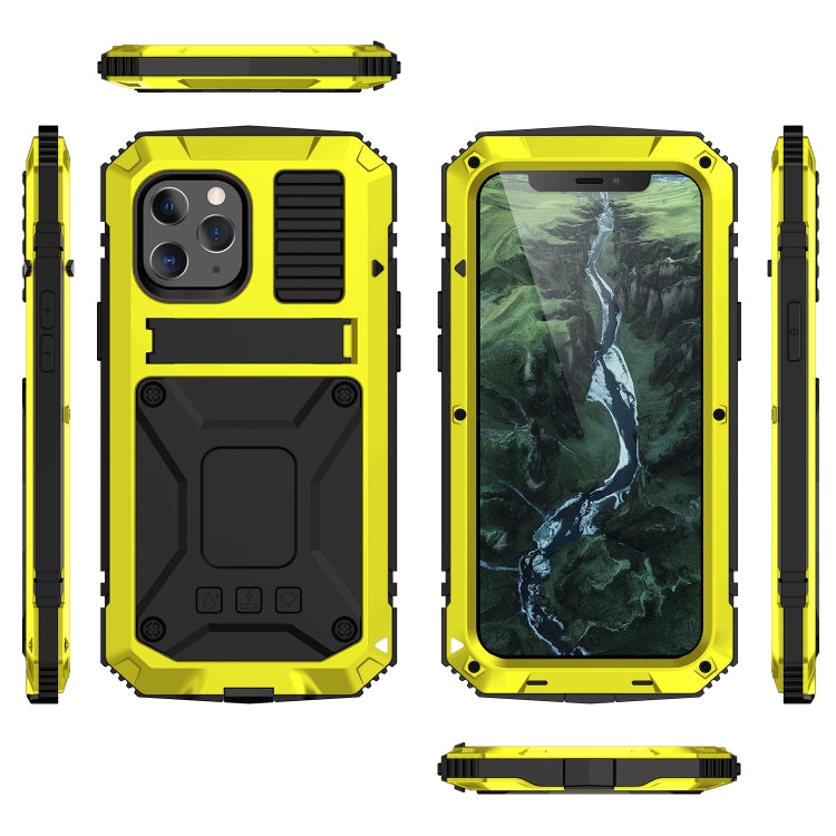 For iPhone 12 Pro Max R-JUST Shockproof Waterproof Dust-proof Metal + Silicone Protective Case with Holder(Yellow) - free shipping - PMC TechLife - Order now!