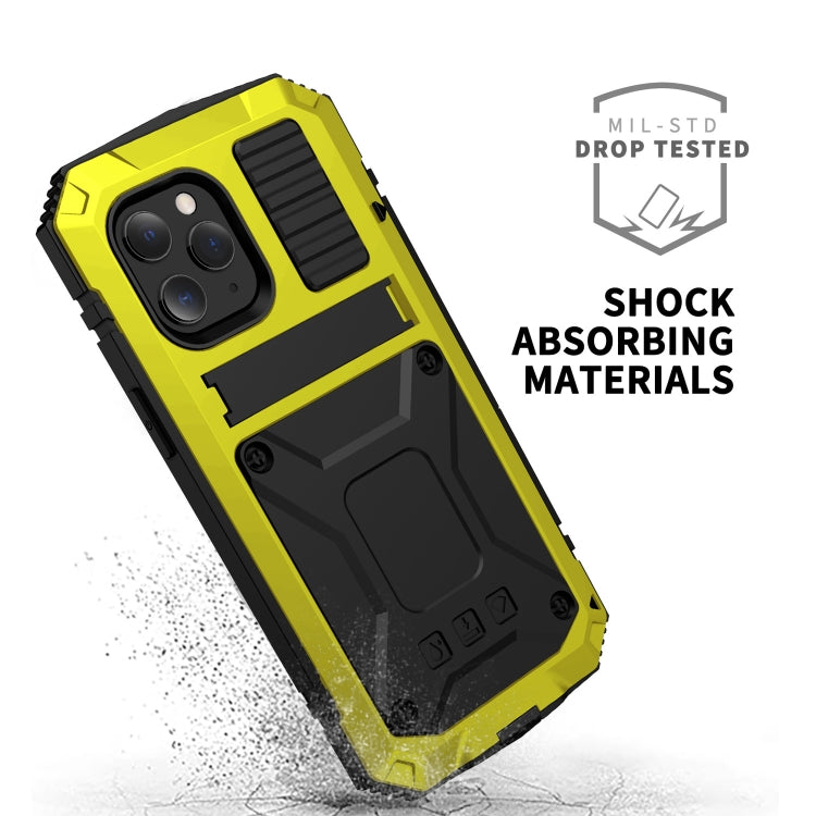 For iPhone 12 Pro Max R-JUST Shockproof Waterproof Dust-proof Metal + Silicone Protective Case with Holder(Yellow) - free shipping - PMC TechLife - Order now!