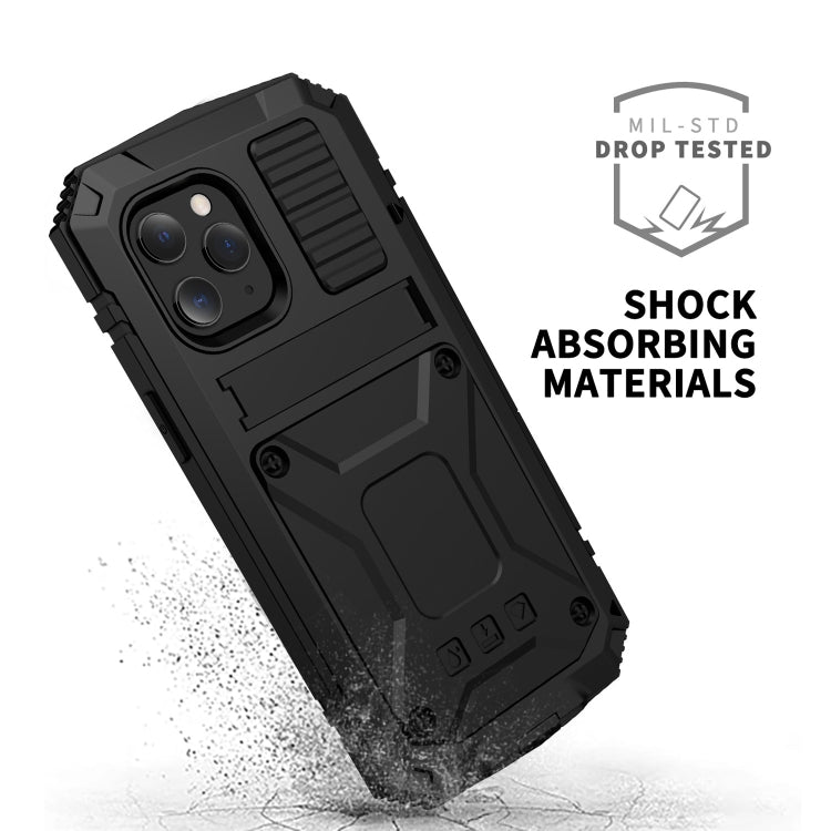 For iPhone 12 / 12 Pro R-JUST Shockproof Waterproof Dust-proof Metal + Silicone Protective Case with Holder(Black) - free shipping - PMC TechLife - Order now!