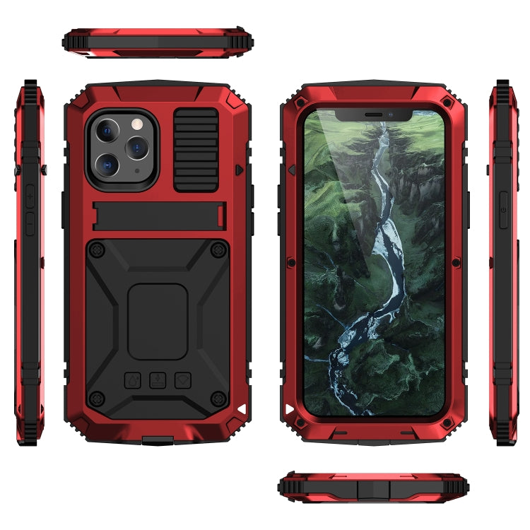 For iPhone 12 mini R-JUST Shockproof Waterproof Dust-proof Metal + Silicone Protective Case with Holder (Red) - iPhone 12 mini Cases by R-JUST | Online Shopping South Africa | PMC TechLife | Buy Now Pay Later Mobicred