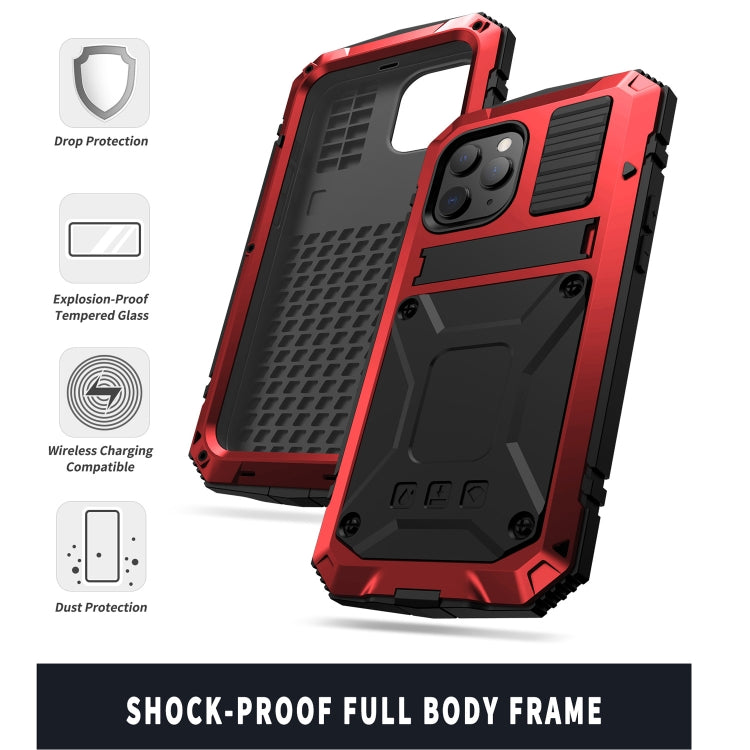 For iPhone 12 mini R-JUST Shockproof Waterproof Dust-proof Metal + Silicone Protective Case with Holder (Red) - iPhone 12 mini Cases by R-JUST | Online Shopping South Africa | PMC TechLife | Buy Now Pay Later Mobicred