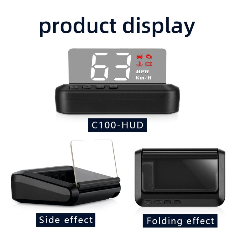 C100 Car HUD Head-up Display OBD2 Fault Code Elimination Overspeed / Fault Alarm - Head Up Display System by PMC TechLife | Online Shopping South Africa | PMC TechLife | Buy Now Pay Later Mobicred