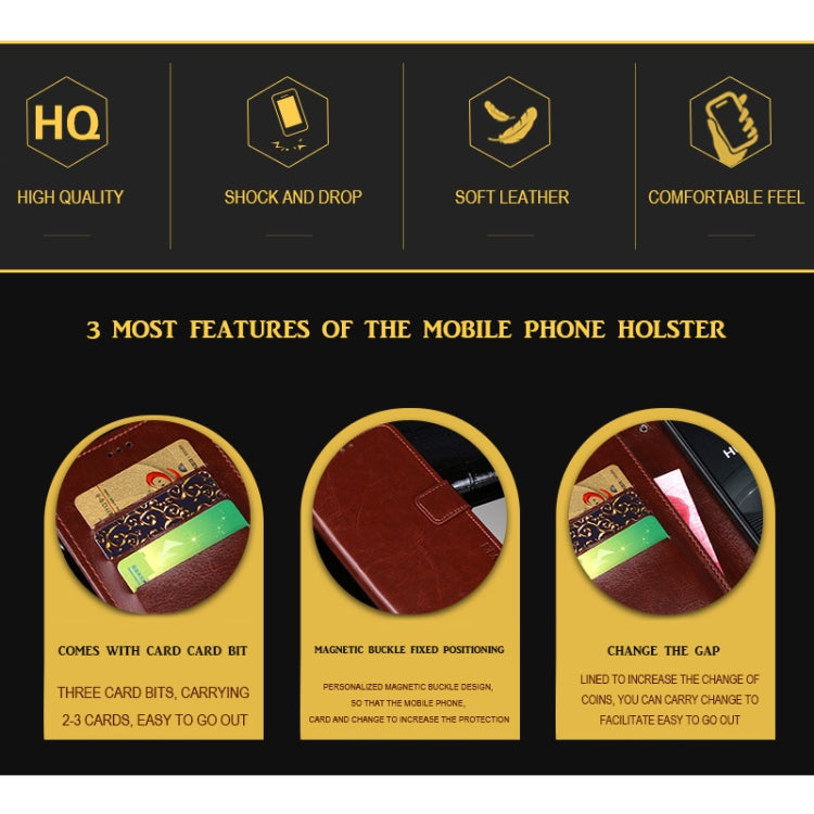 For Blackview BV6900 idewei Crazy Horse Texture Horizontal Flip Leather Case with Holder & Card Slots & Wallet(Brown) - More Brand by idewei | Online Shopping South Africa | PMC TechLife | Buy Now Pay Later Mobicred