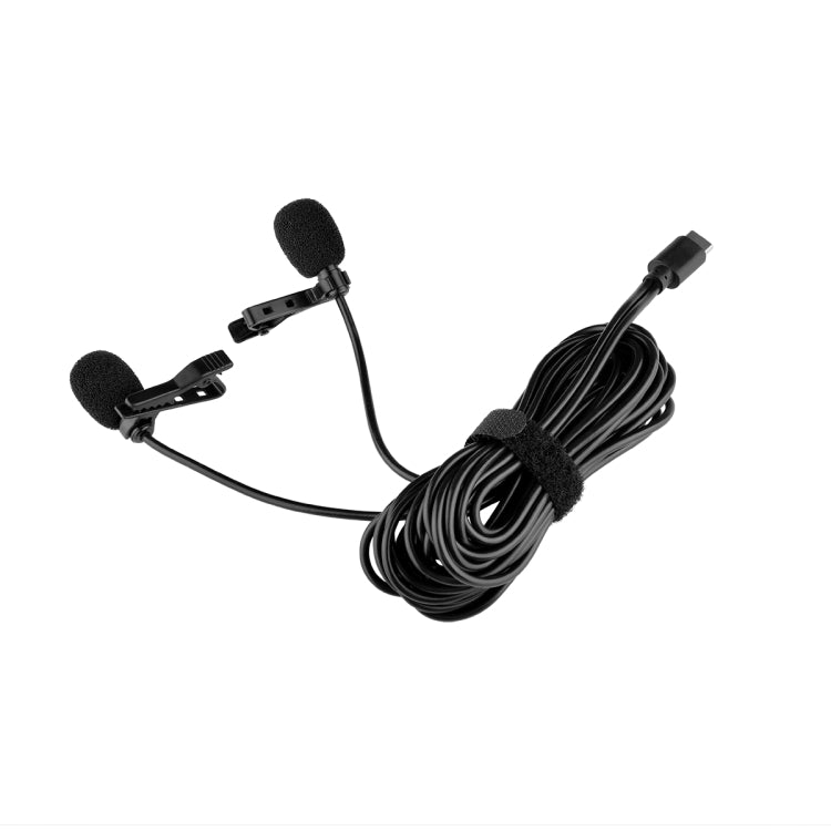 YELANGU MY3 Type-C Interface Live Broadcast Interview Mobile Phone Double Clip Lavalier Microphone, Length: 2.5m - free shipping - PMC TechLife - Order now!