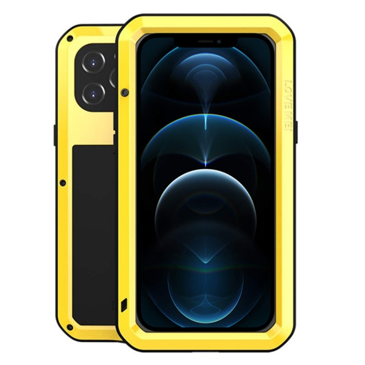 For iPhone 12 Pro Max LOVE MEI Metal Shockproof Life Waterproof Dustproof Protective Case(Yellow) - iPhone 12 Pro Max Cases by LOVE MEI | Online Shopping South Africa | PMC TechLife | Buy Now Pay Later Mobicred