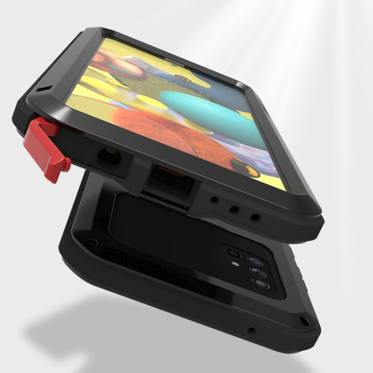 For Samsung Galaxy A51 5G LOVE MEI Metal Shockproof Waterproof Dustproof Protective Case with Glass(Red) - Galaxy Phone Cases by LOVE MEI | Online Shopping South Africa | PMC TechLife | Buy Now Pay Later Mobicred