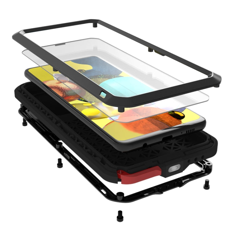 For Samsung Galaxy A51 5G LOVE MEI Metal Shockproof Waterproof Dustproof Protective Case with Glass(Red) - Galaxy Phone Cases by LOVE MEI | Online Shopping South Africa | PMC TechLife | Buy Now Pay Later Mobicred