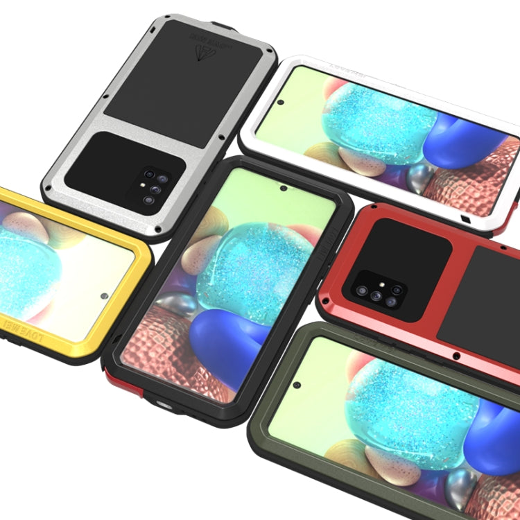 For Samsung Galaxy A71 5G LOVE MEI Metal Shockproof Waterproof Dustproof Protective Case with Glass(White) - Galaxy Phone Cases by LOVE MEI | Online Shopping South Africa | PMC TechLife | Buy Now Pay Later Mobicred