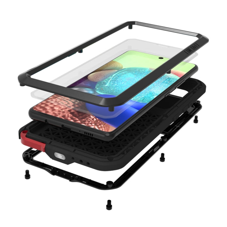 For Samsung Galaxy A71 5G LOVE MEI Metal Shockproof Waterproof Dustproof Protective Case with Glass(Army Green) - Galaxy Phone Cases by LOVE MEI | Online Shopping South Africa | PMC TechLife | Buy Now Pay Later Mobicred