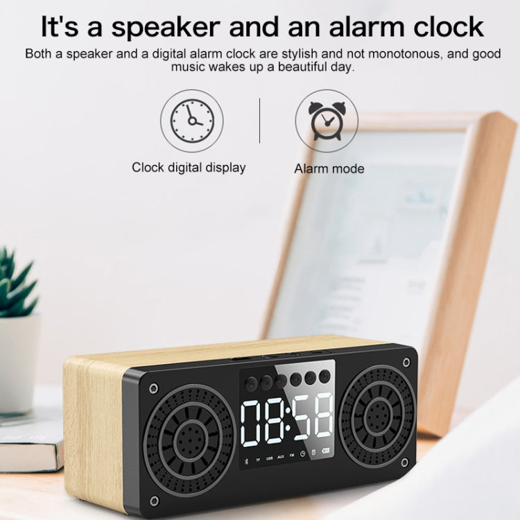 A10 Subwoofer Wooden Clock Bluetooth 5.0 Speaker, Support TF Card & U Disk Play & FM Radio(Yellow) - Desktop Speaker by PMC TechLife | Online Shopping South Africa | PMC TechLife