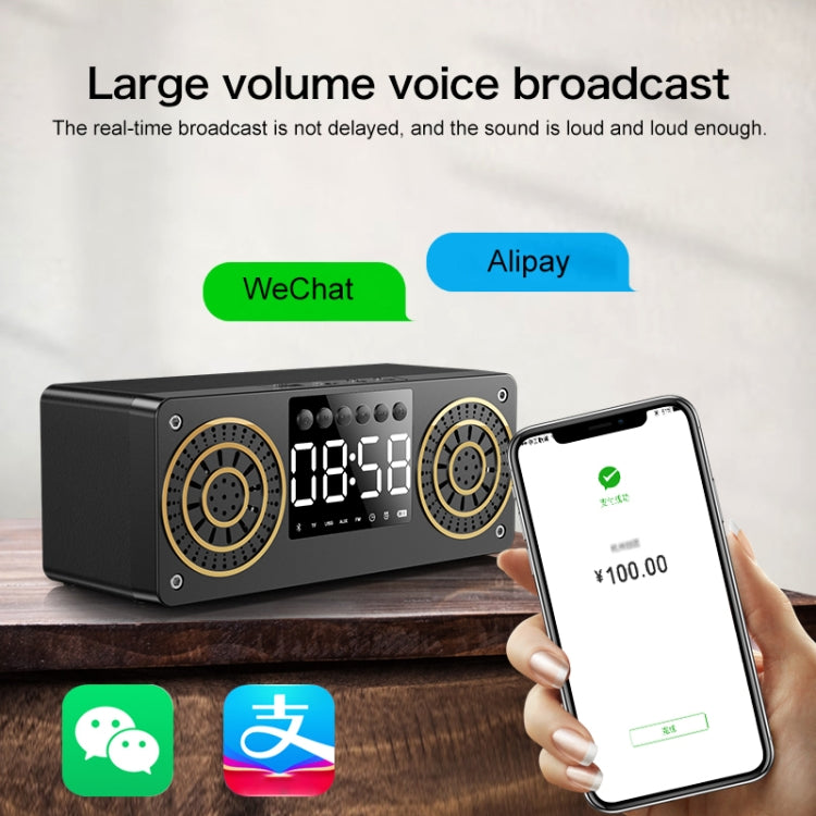 A10 Subwoofer Wooden Clock Bluetooth 5.0 Speaker, Support TF Card & U Disk Play & FM Radio(Yellow) - Desktop Speaker by PMC TechLife | Online Shopping South Africa | PMC TechLife