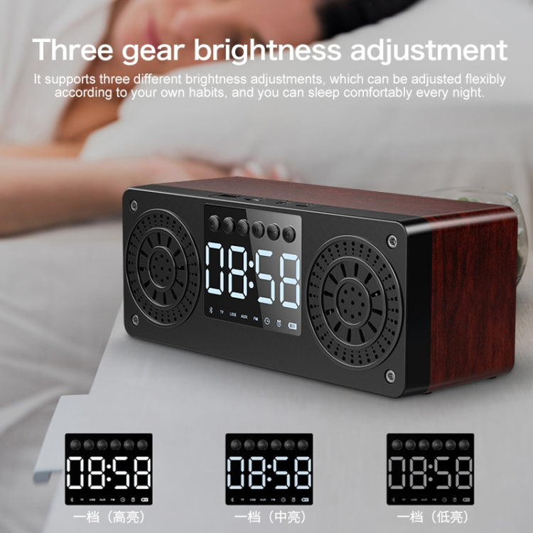 A10 Subwoofer Wooden Clock Bluetooth 5.0 Speaker, Support TF Card & U Disk Play & FM Radio(Yellow) - Desktop Speaker by PMC TechLife | Online Shopping South Africa | PMC TechLife