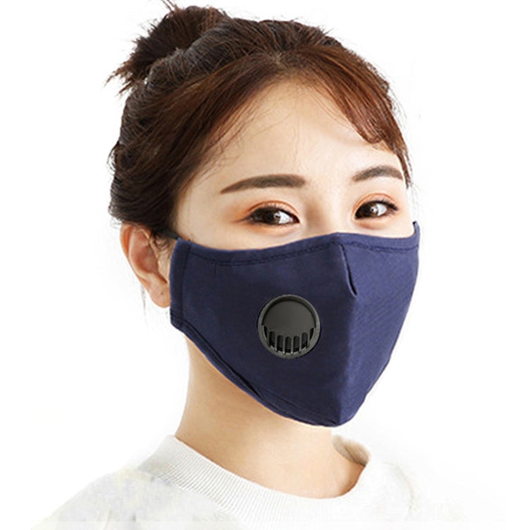 For Men Women Washable Replaceable Filter Breath-Valve PM2.5 Dustproof Face Mask(Navy Blue) - Protect Case by PMc TechLife | Online Shopping South Africa | PMc TechLife | Buy Now Pay Later Mobicred