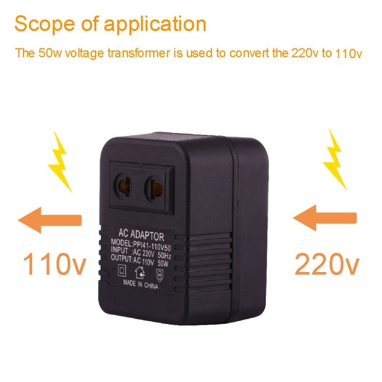 220V to 110V 50W AC Power Socket Adapter,  EU/US Plug to US Plug - Plug Adaptor by PMC TechLife | Online Shopping South Africa | PMC TechLife