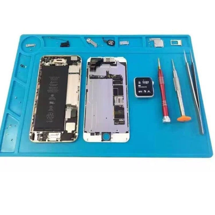 Maintenance Platform High Temperature Heat-resistant Repair Insulation Pad Silicone Mats with Screws Position, Size: 35cm x 25cm(Blue) - Working Mat by PMC TechLife | Online Shopping South Africa | PMC TechLife | Buy Now Pay Later Mobicred