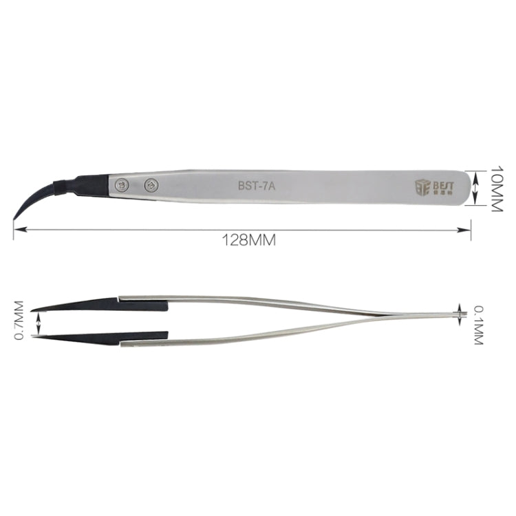 BEST BST-7A  Curved Head Tweezers for Mobile Phone / Computer Repair - Tweezers by BEST | Online Shopping South Africa | PMC TechLife | Buy Now Pay Later Mobicred