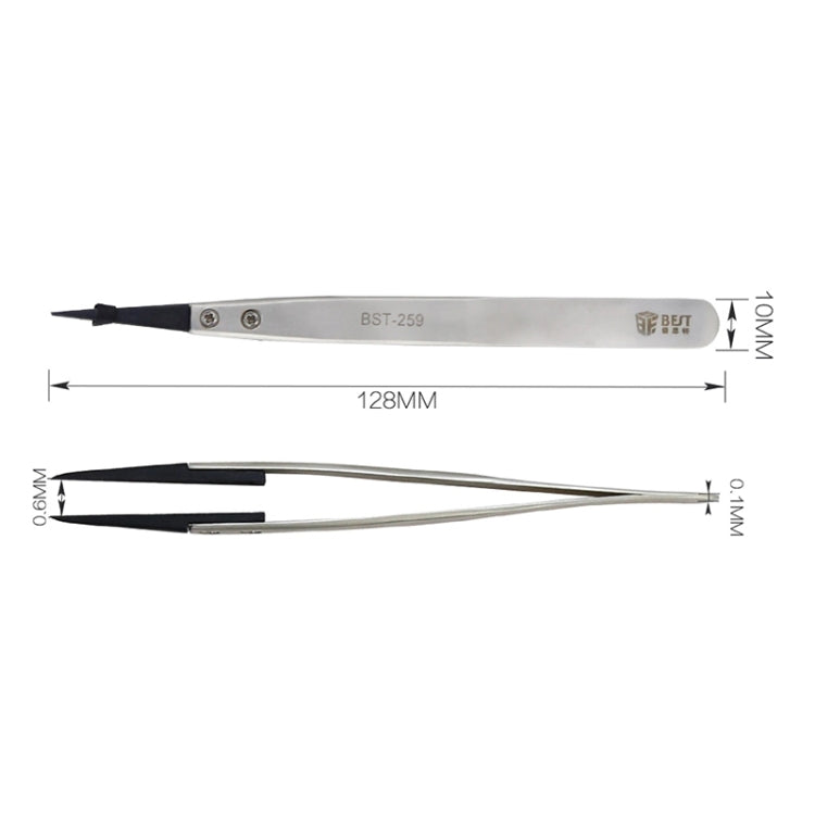 BEST BST-259 Stainless Steel Snti Static Tweezer - Tweezers by BEST | Online Shopping South Africa | PMC TechLife | Buy Now Pay Later Mobicred