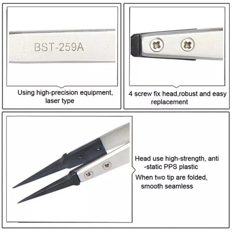 BEST BST-259A  Stainless Steel Snti Static Tweezer - free shipping - PMC TechLife - Order now!