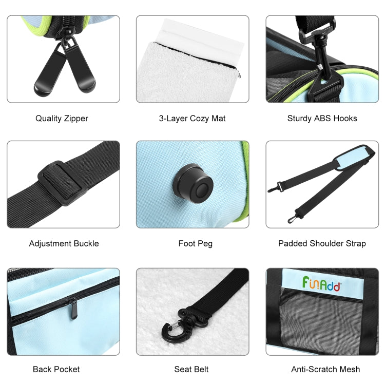 FUNADD Pet Travel Carrier Bag Shoulder Foldable Tote Bag(Blue) - Pet Storages & Bags by FunAdd | Online Shopping South Africa | PMC TechLife | Buy Now Pay Later Mobicred