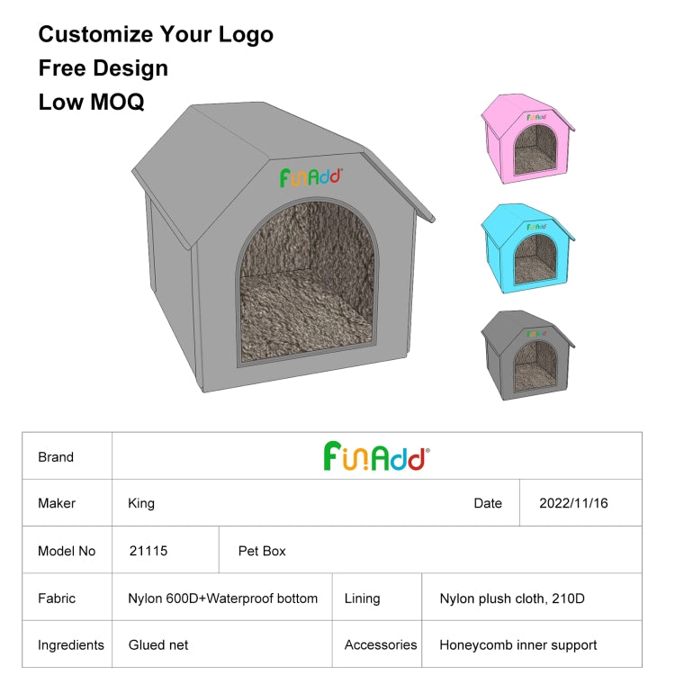 FUNADD Extra Large Folding Weatherproof Pet Houses with Removable Mat (Pink) - Pet Houses & Accessories by FunAdd | Online Shopping South Africa | PMC TechLife | Buy Now Pay Later Mobicred
