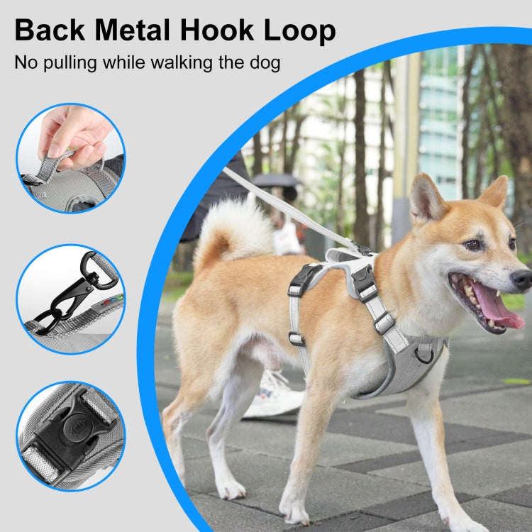 FunAdd Traction Rope Reflective Breathable Nylon Pet Vest Dog Harness, Size: M (Grey) - Leashes & Chest Strap by FunAdd | Online Shopping South Africa | PMC TechLife | Buy Now Pay Later Mobicred