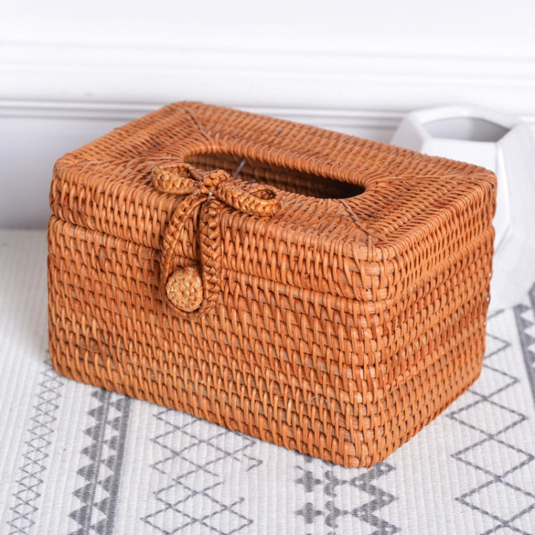 ZJH01 Bow Restaurant Desktop Rattan Braided Tissue Storage Box Case - Storage Boxes by PMc TechLife | Online Shopping South Africa | PMc TechLife | Buy Now Pay Later Mobicred