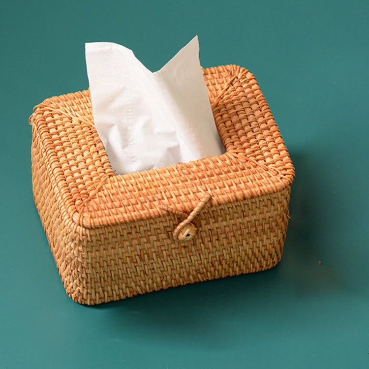 ZJH01 Mini Restaurant Desktop Rattan Braided Tissue Storage Box Case - Storage Boxes by PMc TechLife | Online Shopping South Africa | PMc TechLife | Buy Now Pay Later Mobicred