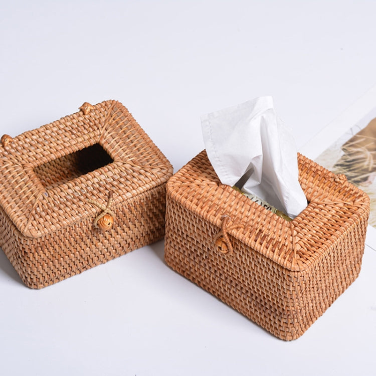 ZJH01 Restaurant Desktop Rattan Braided Tissue Storage Box Case, Size: L - Storage Boxes by PMc TechLife | Online Shopping South Africa | PMc TechLife | Buy Now Pay Later Mobicred