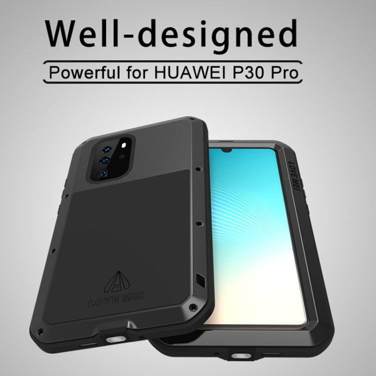 LOVE MEI Powerful Dustproof Shockproof Splashproof Metal + Silicone Combination Case for Huawei P30 Pro (Black) - Huawei Cases by LOVE MEI | Online Shopping South Africa | PMC TechLife | Buy Now Pay Later Mobicred