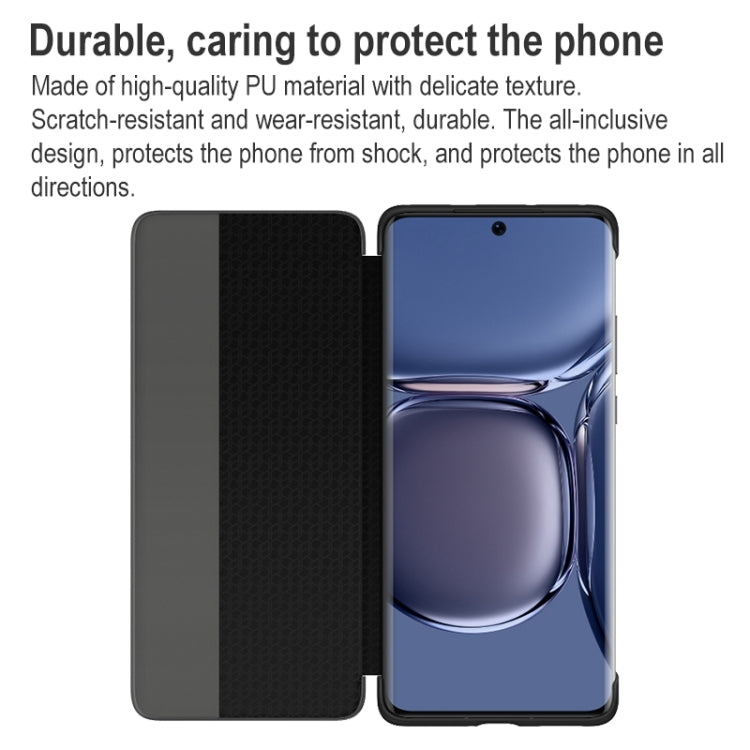 For Huawei P50 Pro Smart Display View Window Flip Leather Protective Case with Sleep / Wake-up Function(Grey) - free shipping - PMC TechLife - Order now!