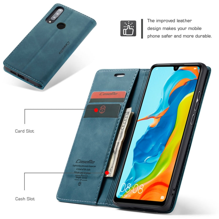 CaseMe-013 Multifunctional Retro Frosted Horizontal Flip Leather Case for Huawei P30 Lite, with Card Slot & Holder & Wallet (Blue) - free shipping - PMC Jewellery - Order now!