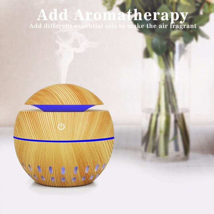 Wood Grain USB Hollowed-out Humidifier Seven Color Aromatherapy Lamp Automatic Alcohol Sprayer with Remote Control(Light Brown-2) - free shipping - PMC TechLife - Order now!