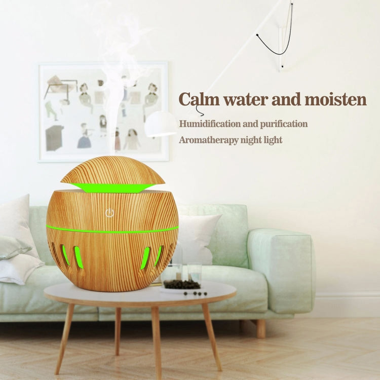 Wood Grain USB Hollowed-out Humidifier Seven Color Aromatherapy Lamp Automatic Alcohol Sprayer with Remote Control(White-1) - free shipping - PMC TechLife - Order now!