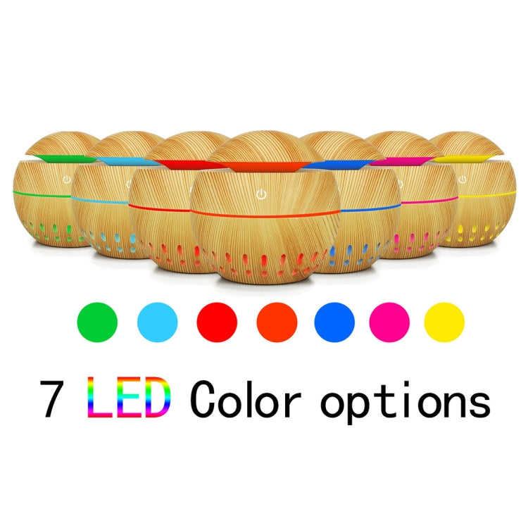 Wood Grain USB Hollowed-out Humidifier Seven Color Aromatherapy Lamp Automatic Alcohol Sprayer with Remote Control(White-2) - free shipping - PMC TechLife - Order now!