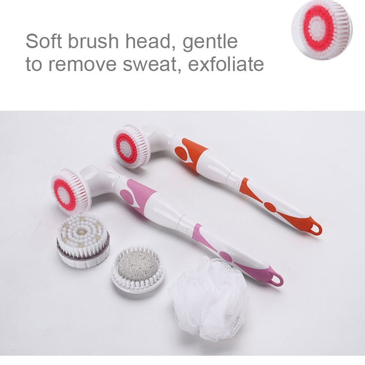 Multi-function Electric Waterproof Bath Cleansing Brush Long-handled Massage Brush, with 4 Brush Heads(Pink) - Bath Brushes & Sponges by PMc TechLife | Online Shopping South Africa | PMc TechLife | Buy Now Pay Later Mobicred